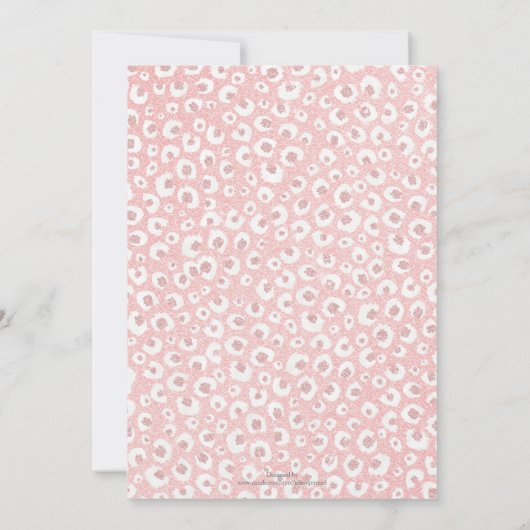 Invitation Élégant Rose Empreinte de léopard or Motif blanc (Dos)