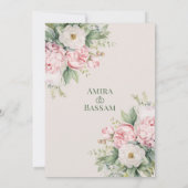 Invitation Élégant rose et blanc Floral musulman Nikkah (Dos)