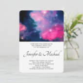 Invitation Élégant rose et bleu Galaxy Etoiles Mariage Abstra (Debout devant)
