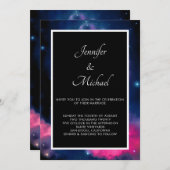 Invitation Élégant rose et bleu Galaxy Etoiles Mariage Abstra (Devant / Derrière)