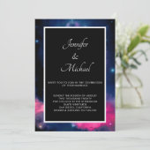 Invitation Élégant rose et bleu Galaxy Etoiles Mariage Abstra (Debout devant)