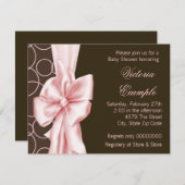 Invitation Elégant rose et Brown bébé fille douche (Devant / Derrière)