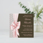 Invitation Elégant rose et Brown bébé fille douche (Debout devant)