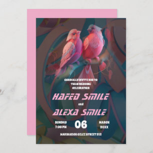 Invitation Elégant rose et design floral et Mariage de  en