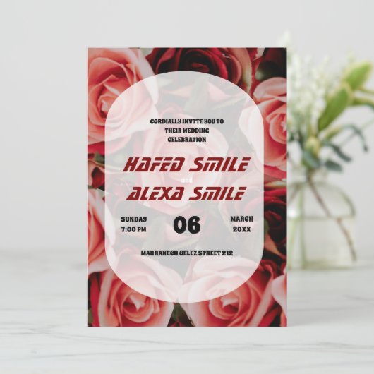 Invitation Elégant rose et design floral et Mariage de  en (Debout devant)