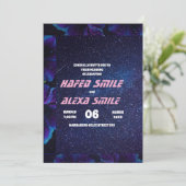 Invitation Elégant rose et design floral et Mariage de en (Debout devant)