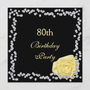 Invitation Elégant Rose et Diamants 80e anniversaire