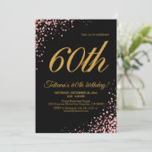 Invitation Elégant rose et noir Rose or Parties scintillant A (Debout devant)