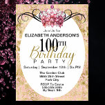 Invitation Elégant rose et or Damask 100e anniversaire<br><div class="desc">Élégant Damas Rose et Or Avec Une Couronne Jolie Rose Faux 100ème Anniversaire Invitation Pour Femmes. Il Est Facile De Changer L'Exemple De Texte En Vous Propre En Cliquant Sur Personnaliser. Cliquez Sur Personnaliser/Modifier Avec L'Outil De Conception Pour Modifier Le Type De Police, La Couleur De Police Ou Pour Modifier/Modifier/Ajouter...</div>