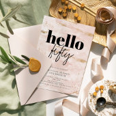 Invitation Elégant rose et or simple 50e anniversaire