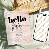 Invitation Elégant rose et or simple 50e anniversaire