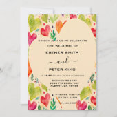 Invitation Elégant rose et vert Coeurs floraux Arbor Mariage (Devant)