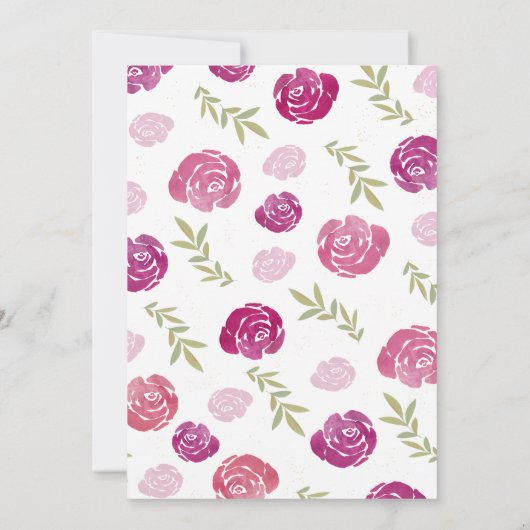 Invitation Élégant rose et violet Rose Floral Feuille Mariage (Dos)