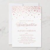 Invitation Élégant Rose Faux Gold Foil Confetti Graduation (Devant)