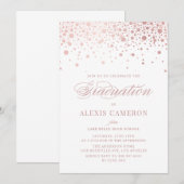 Invitation Élégant Rose Faux Gold Foil Confetti Graduation (Devant / Derrière)