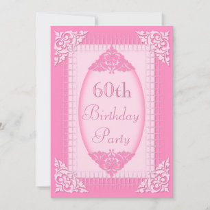 Invitation Elégant, rose féminin 60e anniversaire