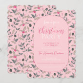 Invitation Elégant rose Fleur d'hiver Aquarelle Noël (Devant / Derrière)