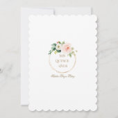 Invitation Elégant rose Fleurs blanches or Quinceañera (Dos)