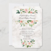 Invitation Élégant rose Fleurs de Crème Noire Mariage en marb (Devant)