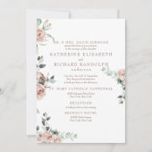 Invitation Elégant rose Fleurs Eucalyptus 2 Mariage de lieu (Devant)