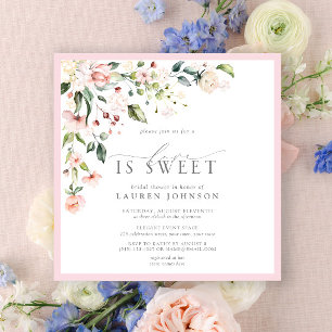 Invitation Élégant Rose Floral Amour Est Fête des mariées Dou