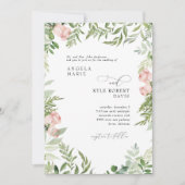 Invitation Elégant rose Floral Aquarelle Eucalyptus Parents (Devant)