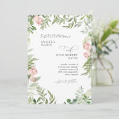 Invitation Elégant rose Floral Aquarelle Eucalyptus Parents (Debout devant)