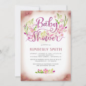 Invitation Élégant rose floral - Baby shower fille (Devant)