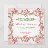 Invitation Élégant rose floral bébé fille Aqiqah (Dos)