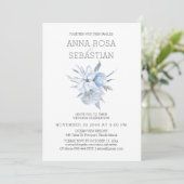 Invitation *~* Elégant Rose Floral Bleu AR15 MARIAGE RSVP + (Debout devant)