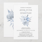Invitation *~* Elégant Rose Floral Bleu AR15 MARIAGE RSVP + (Devant / Derrière)