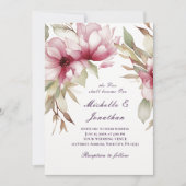 Invitation Élégant Rose Floral Deux Deviendront Une Bible (Devant)