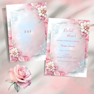 Invitation Élégant rose floral doux Pastel Douche nuptiale br