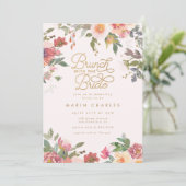 Invitation Elégant rose Floral Fête des mariées or Brunch (Debout devant)