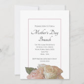 Invitation Élégant Rose Floral Fête des Mères Brunch (Devant)