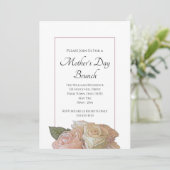 Invitation Élégant Rose Floral Fête des Mères Brunch (Debout devant)