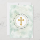 Invitation Élégant Rose Floral Gold Cross Baptism (Dos)