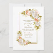 Invitation Élégant Rose Floral Mariage (Devant)