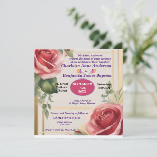 Invitation Élégant Rose Floral Mariage
