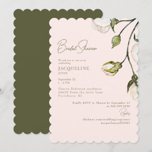 Invitation Élégant Rosé Floral Mariage Douche à l'eau