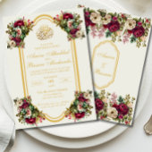 Invitation Élégant Rose Floral Mariage islamique