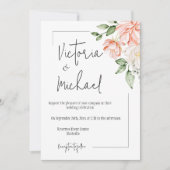 Invitation Élégant rose Floral Mariage moderne (Devant)