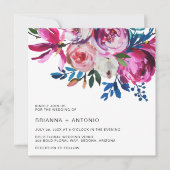 Invitation Élégant rose Floral Mariage moderne (Devant)