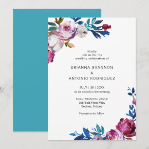 Invitation Élégant rose Floral Mariage moderne