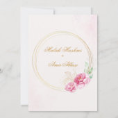 Invitation Élégant rose floral musulman Nikah Mariage (Dos)