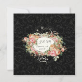 Invitation Élégant Rose Floral Muted Black Peach Blush Gold (Dos)