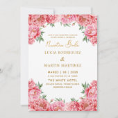 Invitation Élégant rose floral Nuestra Boda (Devant)