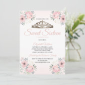 Invitation Élégant Rose Floral Or Blush Pink 2 Sweet 16 (Debout devant)