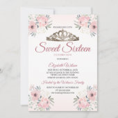 Invitation Élégant Rose Floral Or Blush Rose Sweet 16 (Devant)