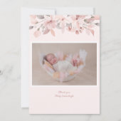 Invitation Élégant rose floral photo Baptême (Dos)